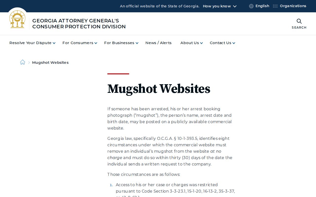 Georgia consumer mugshot removal information for Lamar County photo records